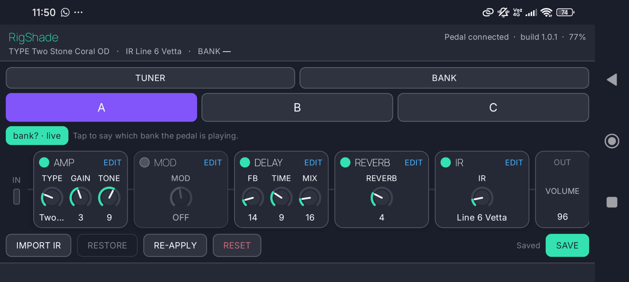 RigShade signal chain in landscape