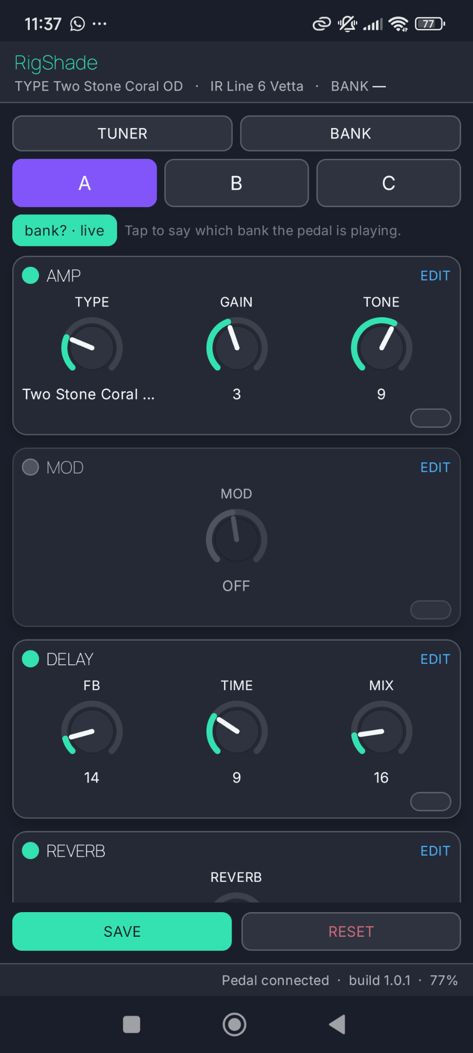 RigShade signal chain in portrait